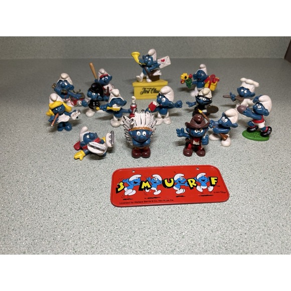Smurfs Lot of 16 Pieces‎ Memorabilia Schleich Toys 70's 80's Vintage Random Set